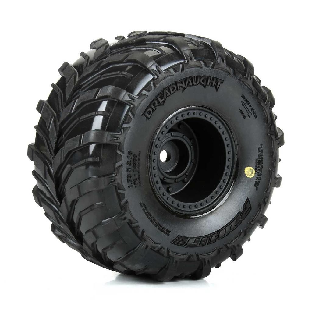 Pro-Line Dreadnaught Mounted Black Wheel F/R (4) For Arrma Gorgon/Qua
