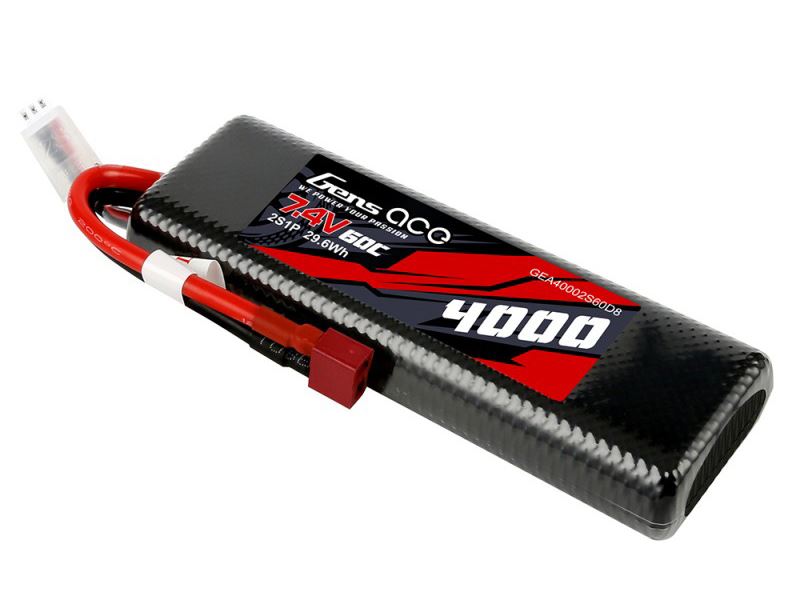 Gens Ace Li-Po Car Hard Case 2S 7.4V 4000mAh 60C Bashing with T-Type
