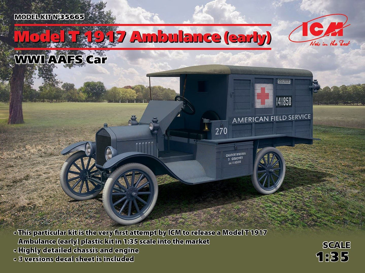 Icm Model T 1917 Ambulance (Early), Wwi Aafs Car