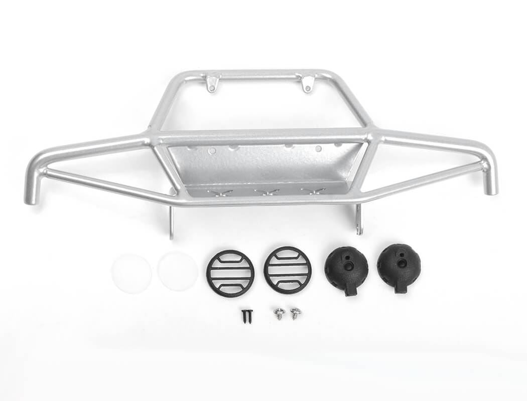 RC4WD TRI-X STEEL STINGER FRONT BUMPER W/ LIGHTS FOR VANQUISH VS4-10 ORIGIN BODY (SILVER)