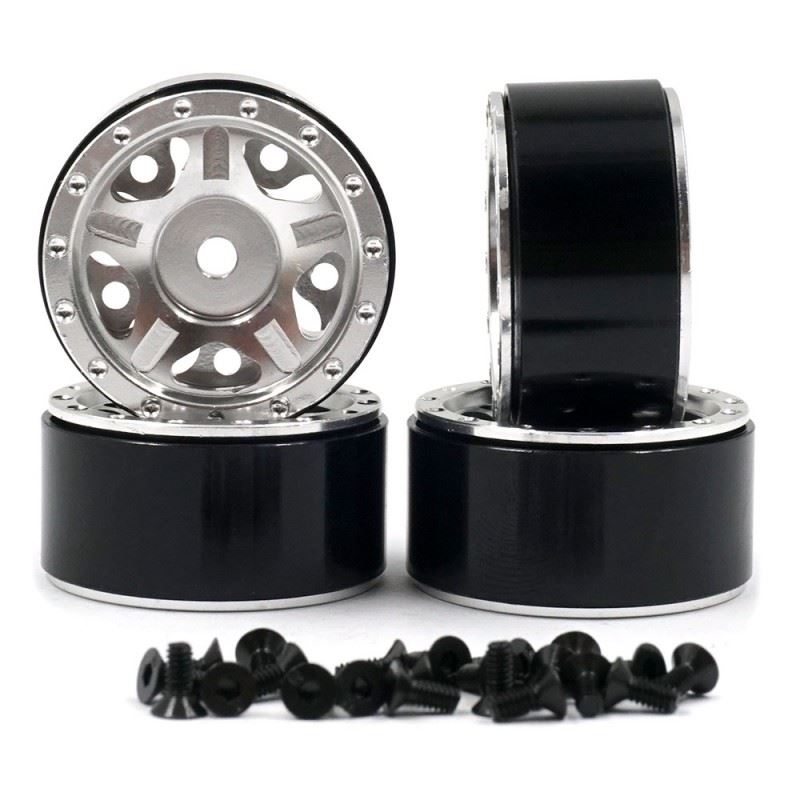 Yeah Racing Aluminum CNC 5 Spoke Beadlock Rim 4pcs For Axial SCX24 Silver
