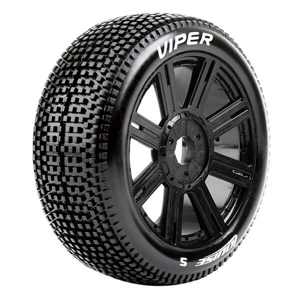 LOUISE RC B-VIPER 1/8 FR/RR SUPER SOFT HEX 17MM SPOKE/BLAC