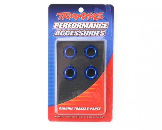 Traxxas Wheel Nuts, Splined, 17mm (Blue-Anodised) (4)