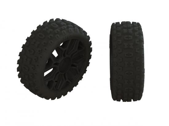 Arrma 2HO Tire Set Glued Black (2)