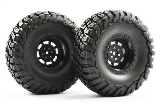 FTX MAULER 2.2" ALL TERRAIN TYRES PRE-GLUED ON BLACK WHEELS