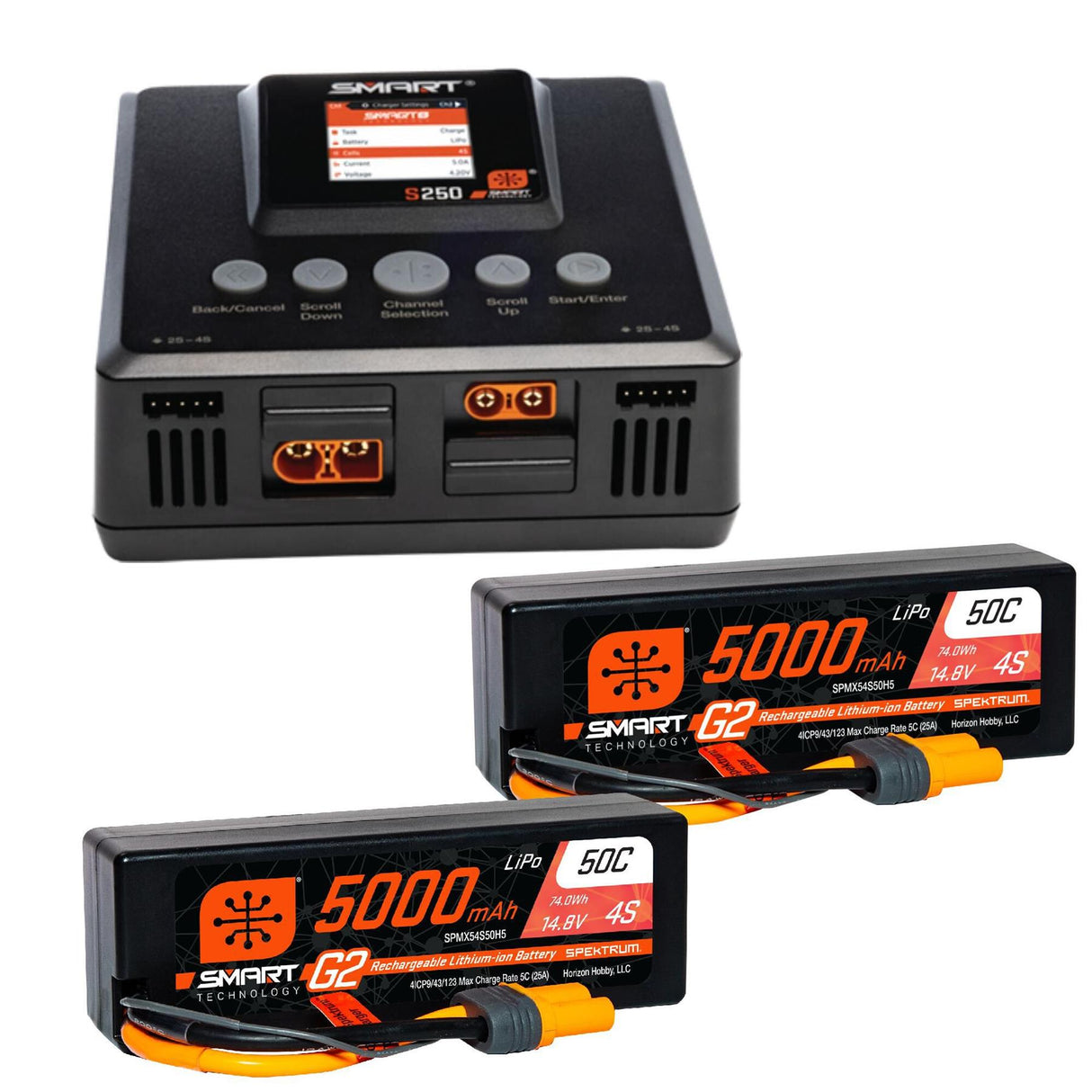 Spektrum Smart Powerstage 8S Surface Bundle: (2) G2 5000Mah 4S Lipo I