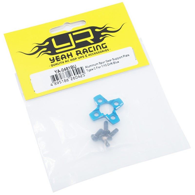 Yeah Racing Aluminum Spur Gear Support Plate Type-C For 1/10 Drift Blue