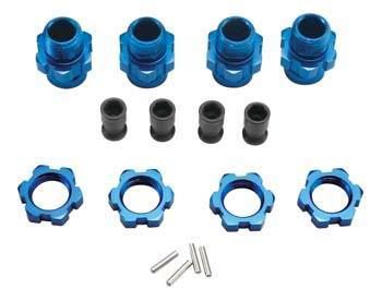 Traxxas Wheel Hubs & Nuts, 17mm, Blue,Short (4)/ Hub Retainer M4 X 0