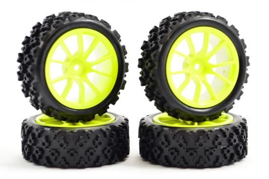 FASTRAX 1/10 STREET/RALLY TYRE 10SP NEON YELLOW WHEEL