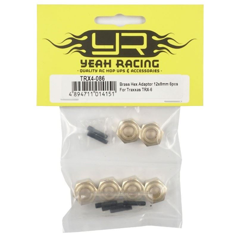 Yeah Racing Brass Hex Adaptor 12x8mm 6pcs For Traxxas TRX-6