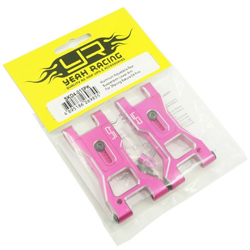 Yeah Racing Aluminum Adjustable Rear Suspension Lower Arm For 3Racing Sakura D4 Pink