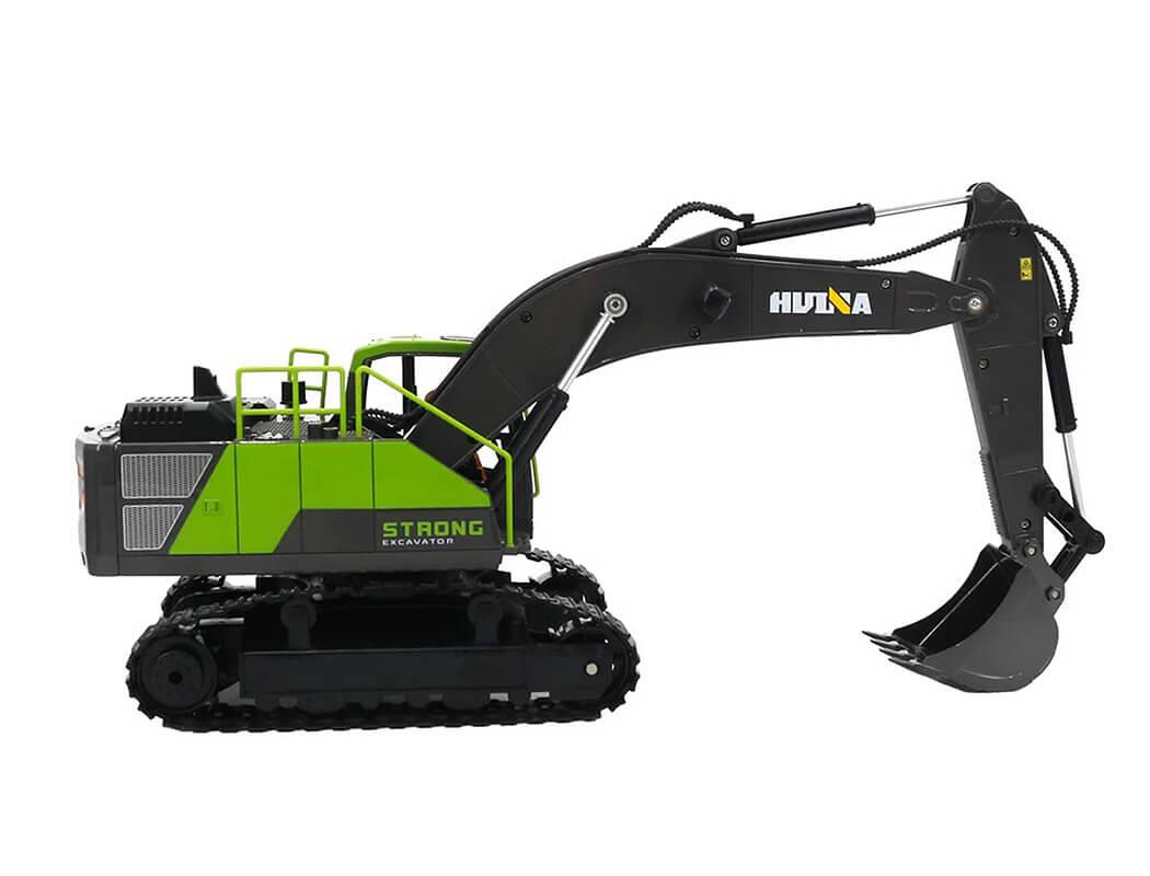 Huina 2.4G 11Ch Rc Excavator Green 680° Turntable W/Smoke
