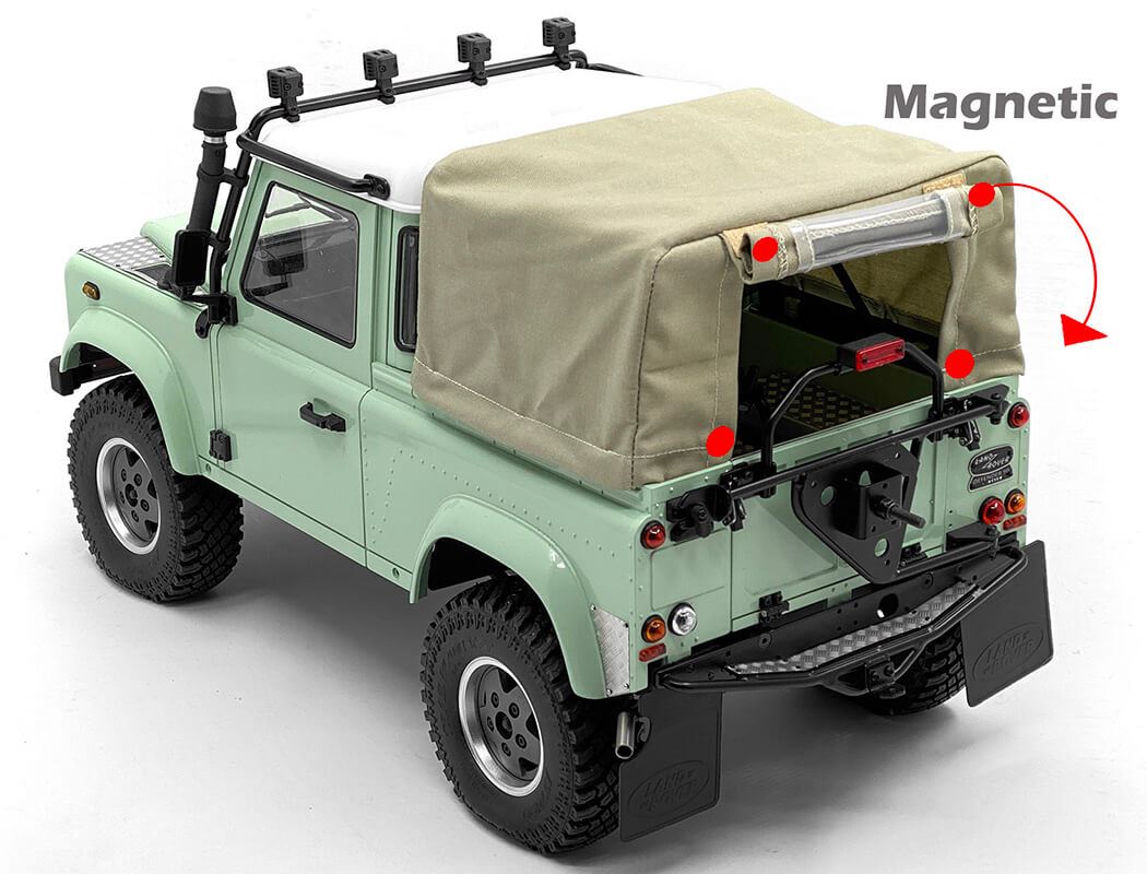 RC4WD STEEL TUBE BED CAGE W/ SOFT TOP FOR RC4WD GELANDE II 2015 LAND ROVER DEFENDER D90 (PICK-UP) (T