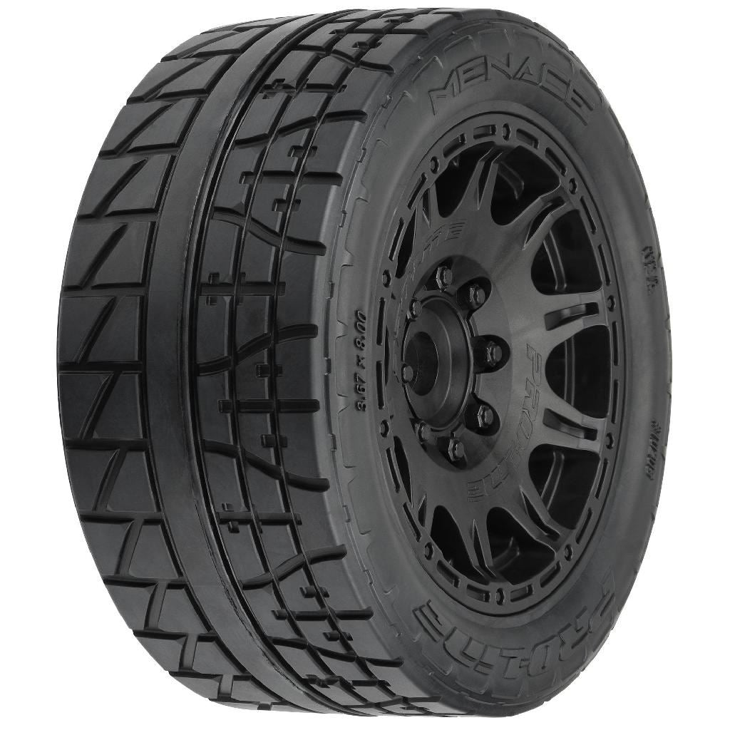 Proline 1/6 Menace Hp Belted Fr/Rr 5.7In Mt Tires Mounted 24mm Blk Ra