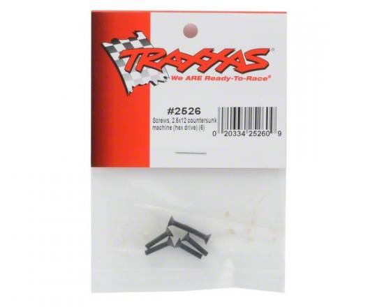 TRAXXAS Screws, 2.5x12mm countersunk machine (hex drive) (6)