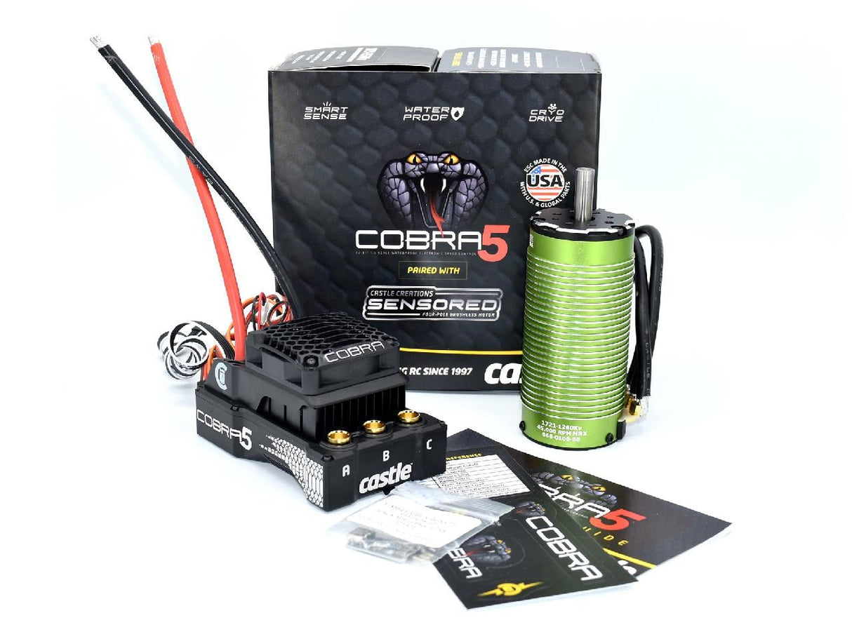 Castle Creations Cobra 5, 8S, 33.6V Esc, 20A Peak Bec W/1721-1260Kv