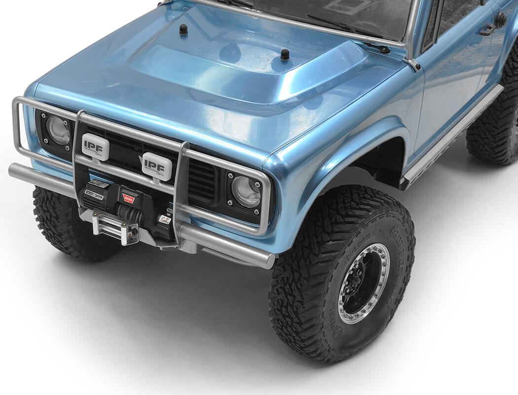 RC4WD OXER STEEL FRONT WINCH BUMPER W/ IPF LIGHTS FOR VANQUISH VS4-10 ORIGIN BODY (SILVER)