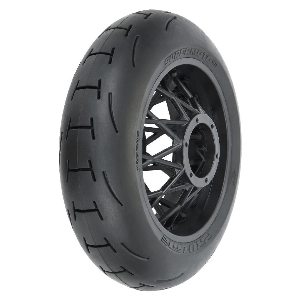 Pro 1/4 Supermoto 2.0 S3 Rear Tire Mtd Black Supermoto Wheel: Mx