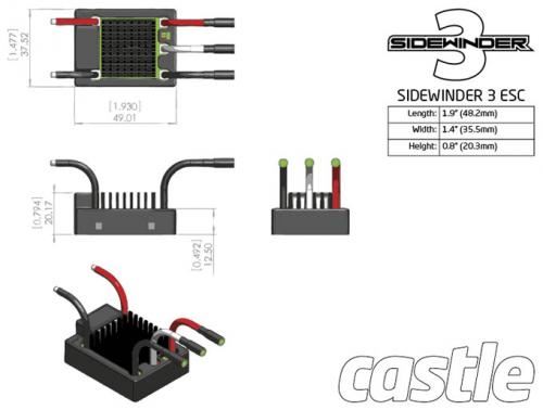 CASTLE Sv3 Sidewinder Waterproof 1:10th 12V Sport Car ESC