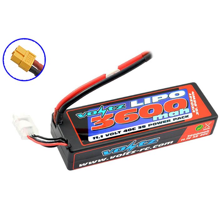 VOLTZ 3600mah HARD CASE 11.1V 40C LIPO STICK-LOW PRO 2S size