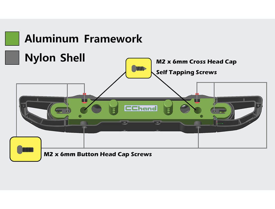 RC4WD OEM WIDE FRONT BUMPER W/ LICENSE PLATE HOLDER + STEERING GUARD FOR AXIAL 1/10 SCX10 III JEEP (