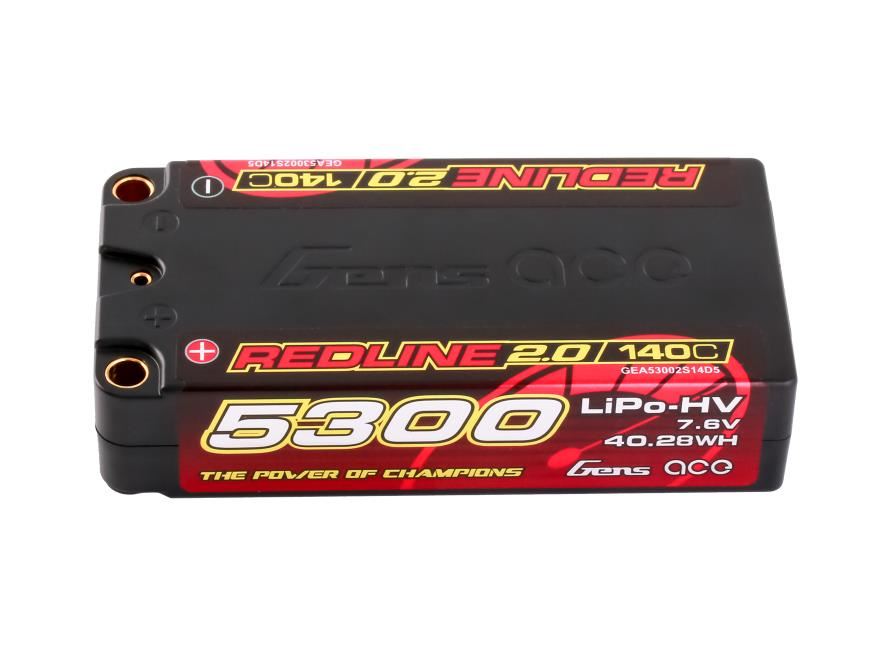Gens Ace Li-Po HV Car Hard Case 2S2P 7.6V 5300mAh 140C RL2 Short 5mm