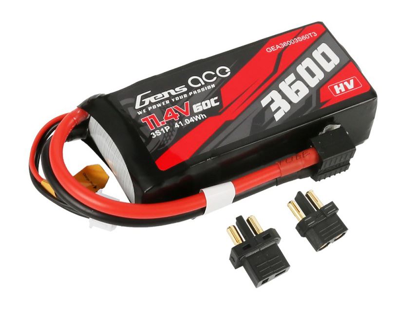 Gens Ace Li-Po 3S 11.4V HV 3600mAh 60C with EC3/XT60/T-Type