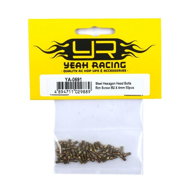 Yeah Racing Steel Hexagon Head Bolts Beadlock Rim Screw M2 X 4mm 50pcs