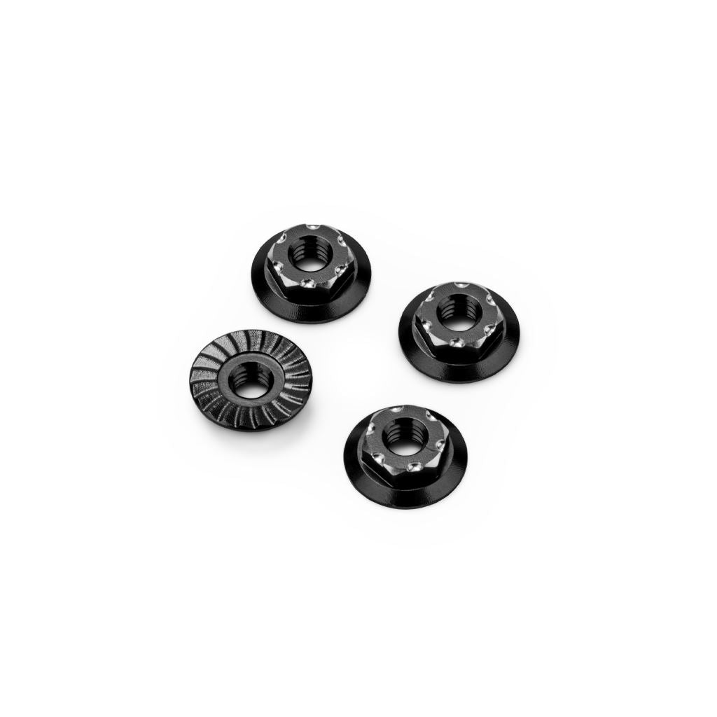 Rc10B7 M4 Low-Profile Alloy Wheel Nut - Black -4Pc