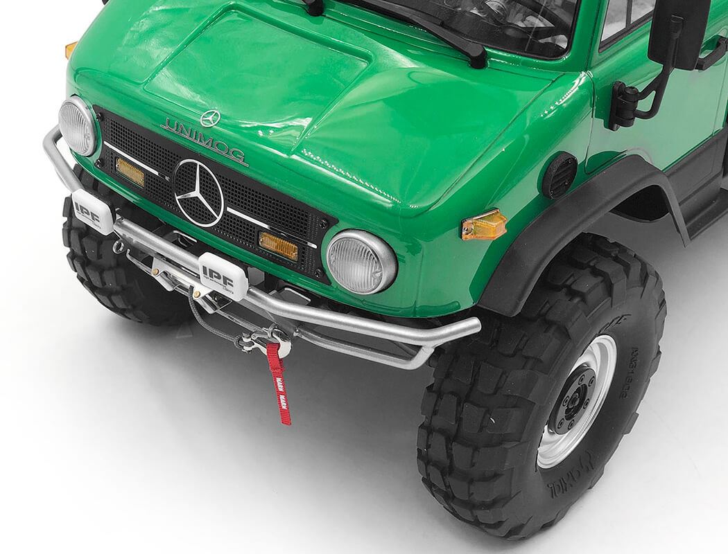 RC4WD GUARDIAN STEEL FRONT WINCH BUMPER W/IPF LIGHTS FOR AXIAL 1/10 SCX10 II UMG10 (SILVER)