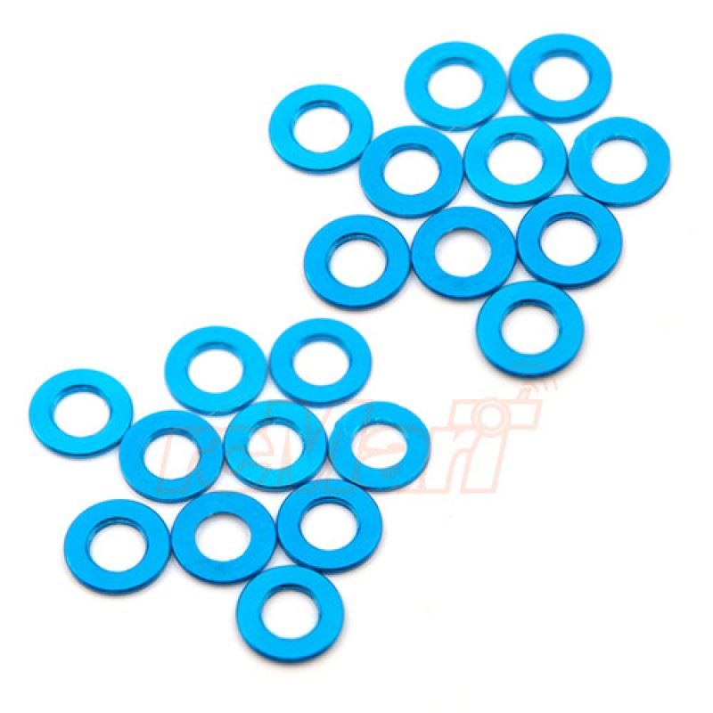 Yeah Racing Aluminum M3 Flat Washer 0.5mm 20pcs Blue