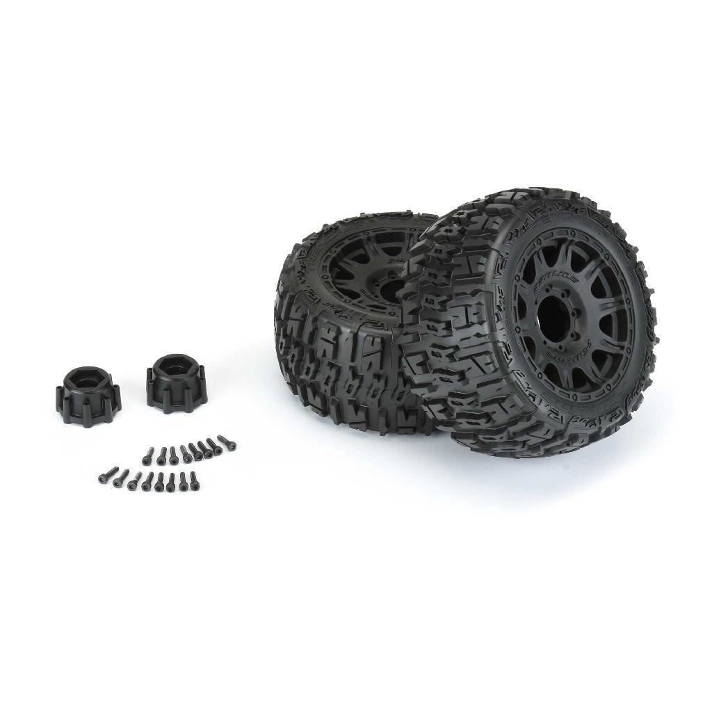 Proline 1/8 Trencher Lp F/R 3.8In Mt Tires Mounted 17mm Blk Raid (2)