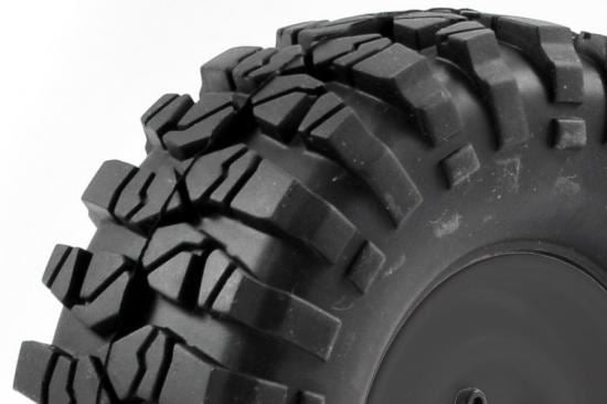 FTX OUTBACK PRE-MOUNTED STEEL LOOK LUG/TYRE (2) - BLACK