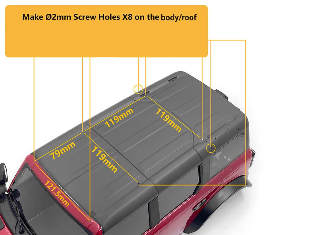 RC4WD ROOF RAILS & METAL ROOF RACK FOR TRAXXAS TRX-4 2021 BRONCO (STYLE A)