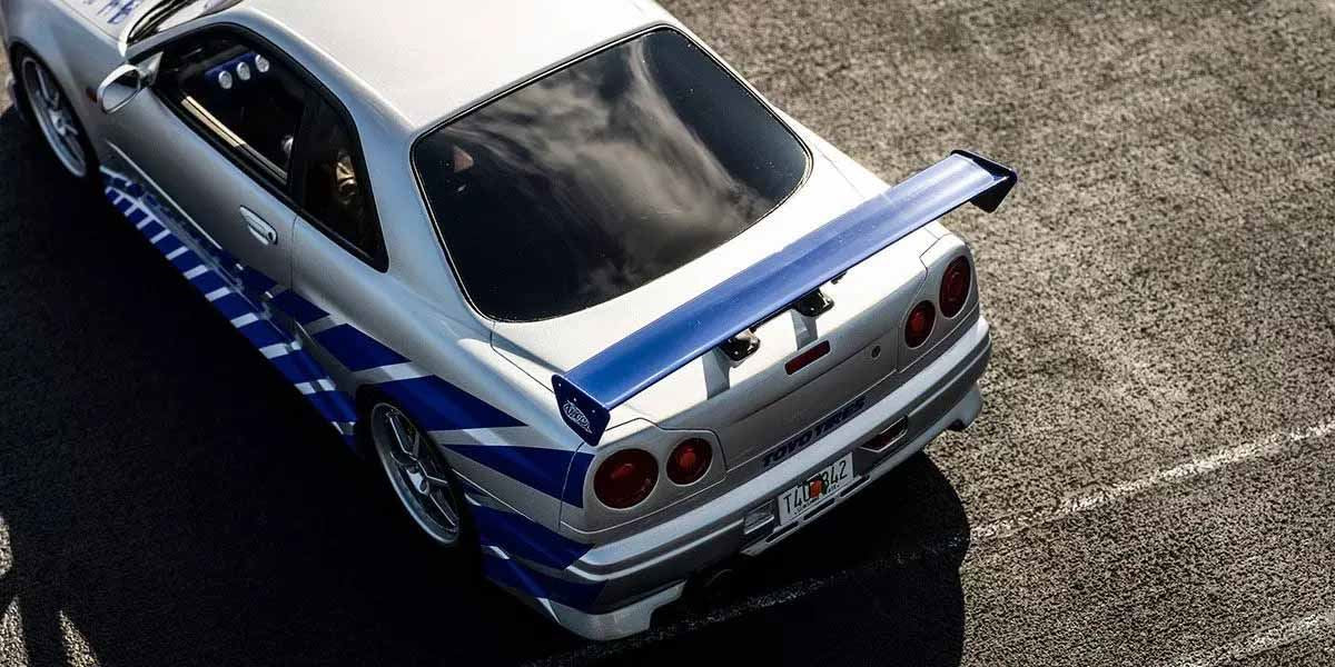 Kyosho 1:12 Resin Nissan Gt-R 2001 Fast & Furious Silver/Blue Stripes