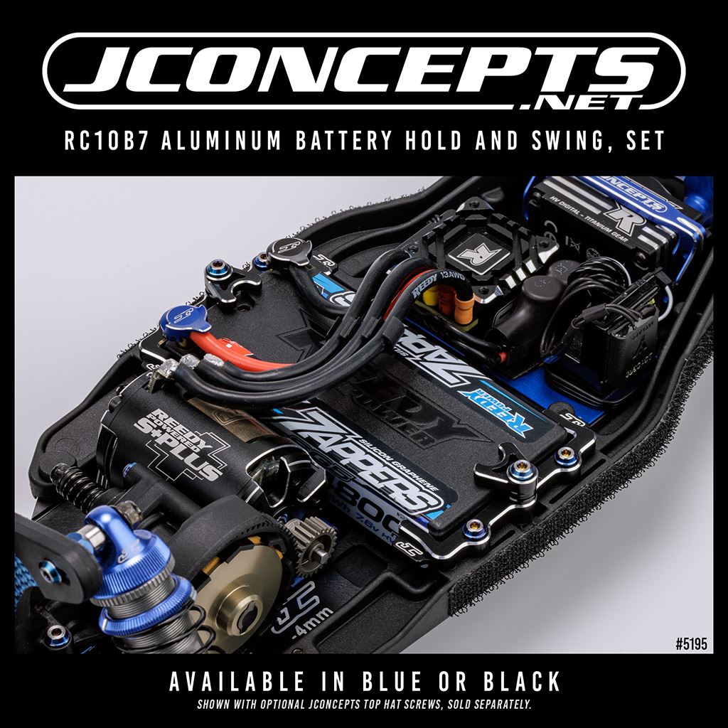 Rc10B7 Aluminum Battery Hold And Swing Set - Blue