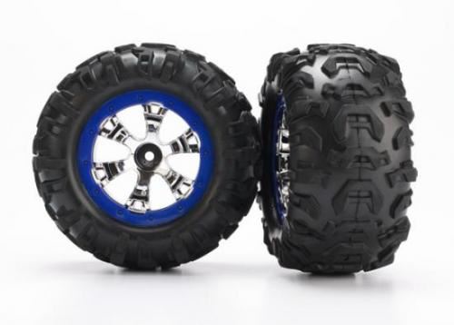 Traxxas Tires And Wheels(Geode Chrome, Blue,Canyon At Tires) (1 Left