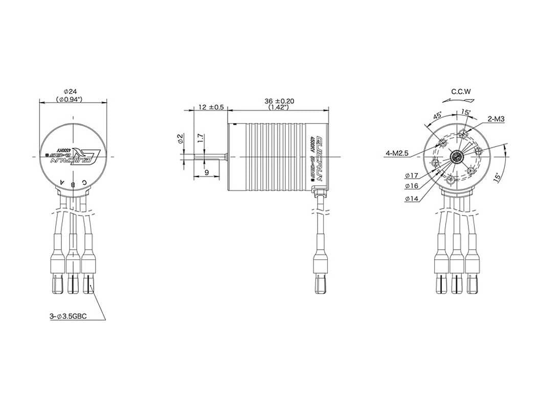 HOBBYWING QUICRUN 2435-4500KV G3 MOTOR 1/16 & 1/18 (2.0MM SHAFT)