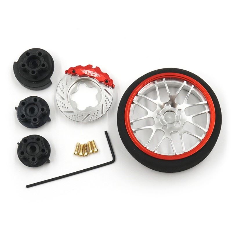 Yeah Racing Aluminum Transmitter Steering Wheel Set Red Type B For Futaba KO Sanwa Flysky NB4