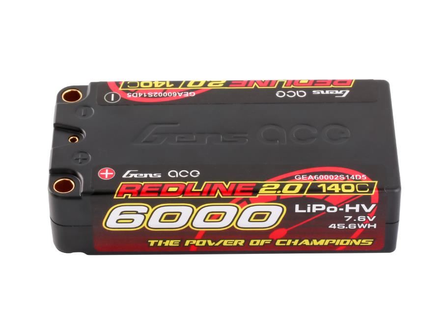 Gens Ace Li-Po HV Car Hard Case 2S2P 7.6V 6000mAh 140C RL2 Short 5mm
