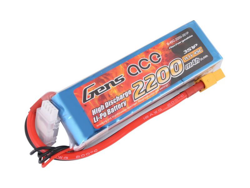 Gens Ace Li-Po 3S 7.4V 2200mAh 45C with XT60