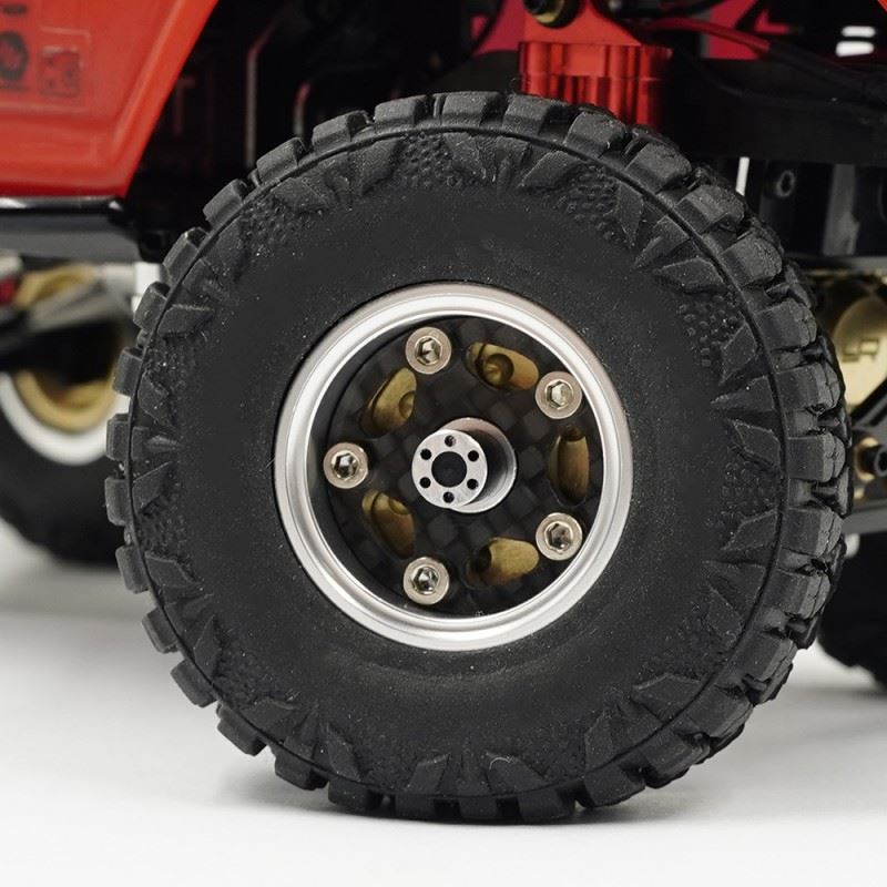 Yeah Racing Aluminum CNC 5 Spoke w/ Graphite Beadlock Wheel Set For Axial SCX24 Element Enduro24