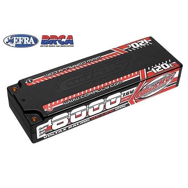Corally Voltax 120C Lipo Hv Battery 8000 Mah 7.6V Stick 2S 4mm Bullit