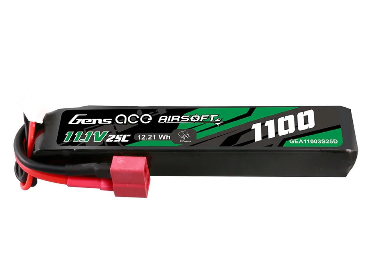 Gens Ace Airsoft 3S 1100Mah 25C With Deans (Fit Most Aeg)