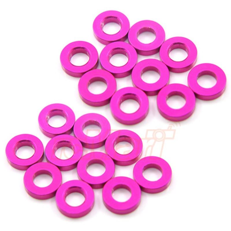 Yeah Racing Aluminum M3 Flat Washer 1.5mm 20pcs Pink