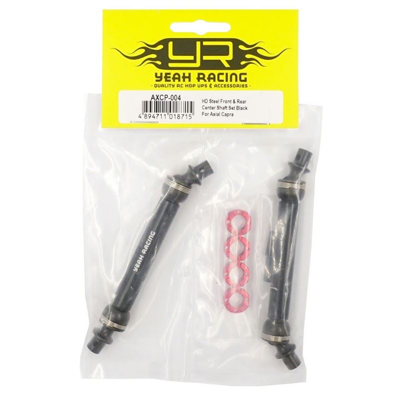 Yeah Racing HD Steel Front & Rear Center Shaft Set Black For Axial Capra