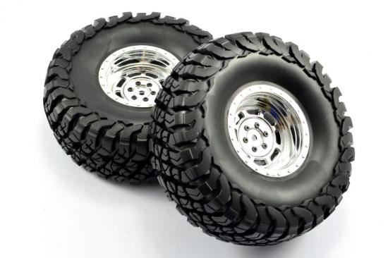 FTX MAULER 2.2" ALL TERRAIN TYRES PRE-GLUED ON CHROME WHEEL