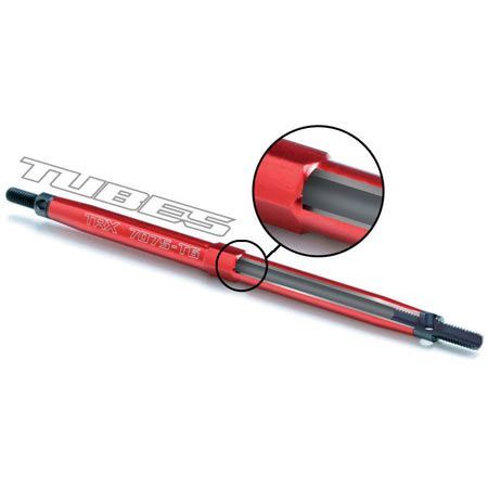 TRAXXAS Toe links, Revo (red-anodised) (128mm, fits Fr or Rr) (2)