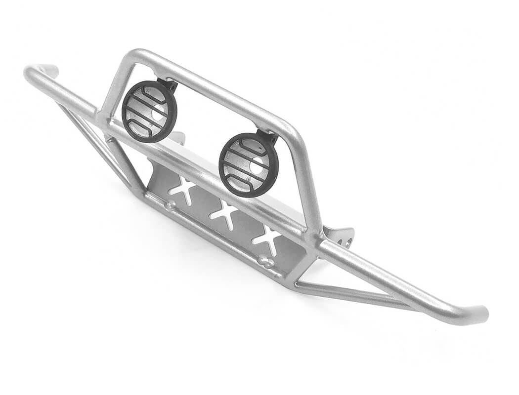 RC4WD TRI-X STEEL STINGER FRONT BUMPER W/ LIGHTS FOR VANQUISH VS4-10 ORIGIN BODY (SILVER)