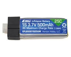 E-Flite 500mAh 1S 3.7V 25C LiPo High Current UMX Connector